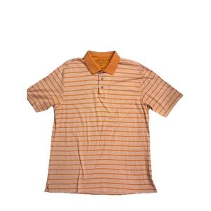 Jos A Banks Stays Cool Men's XL Golf Polo Short Sleeve Orange Stripe